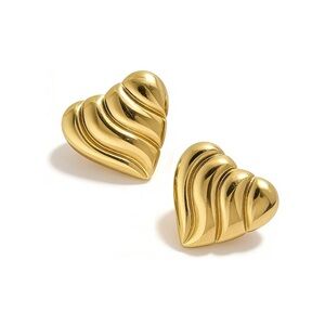 New! Anthropologie Heart Gold Plated Earrings (3039) NWOT